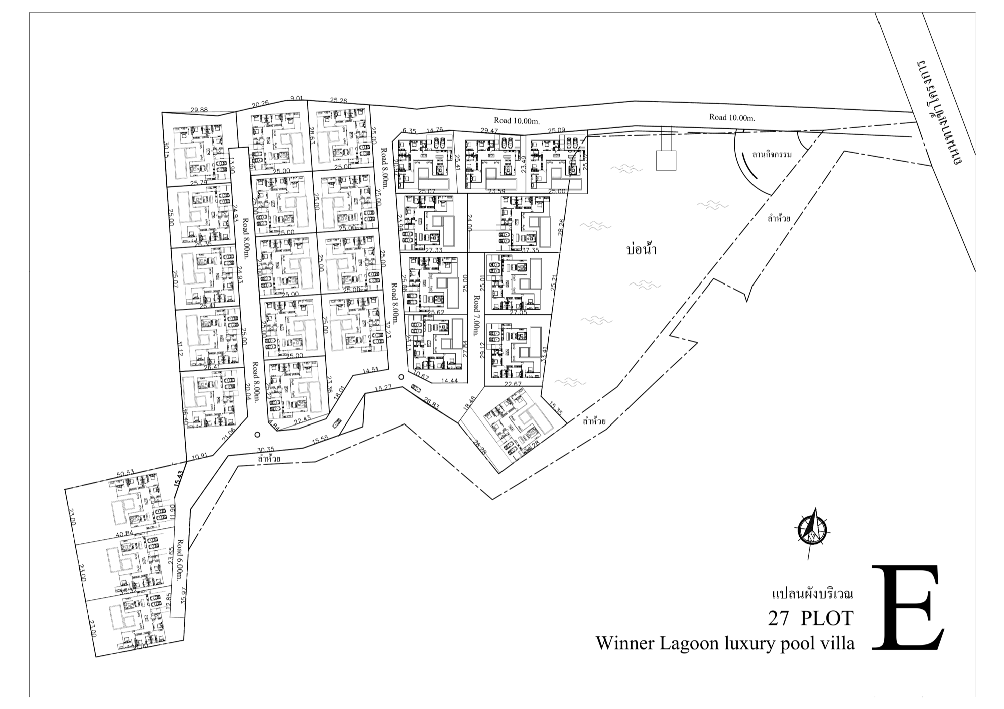 Winner Lagoon site layout plan showing the villa placement on each of the 27 plots